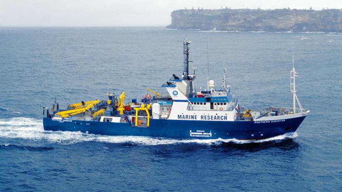 A large boat on the open ocean